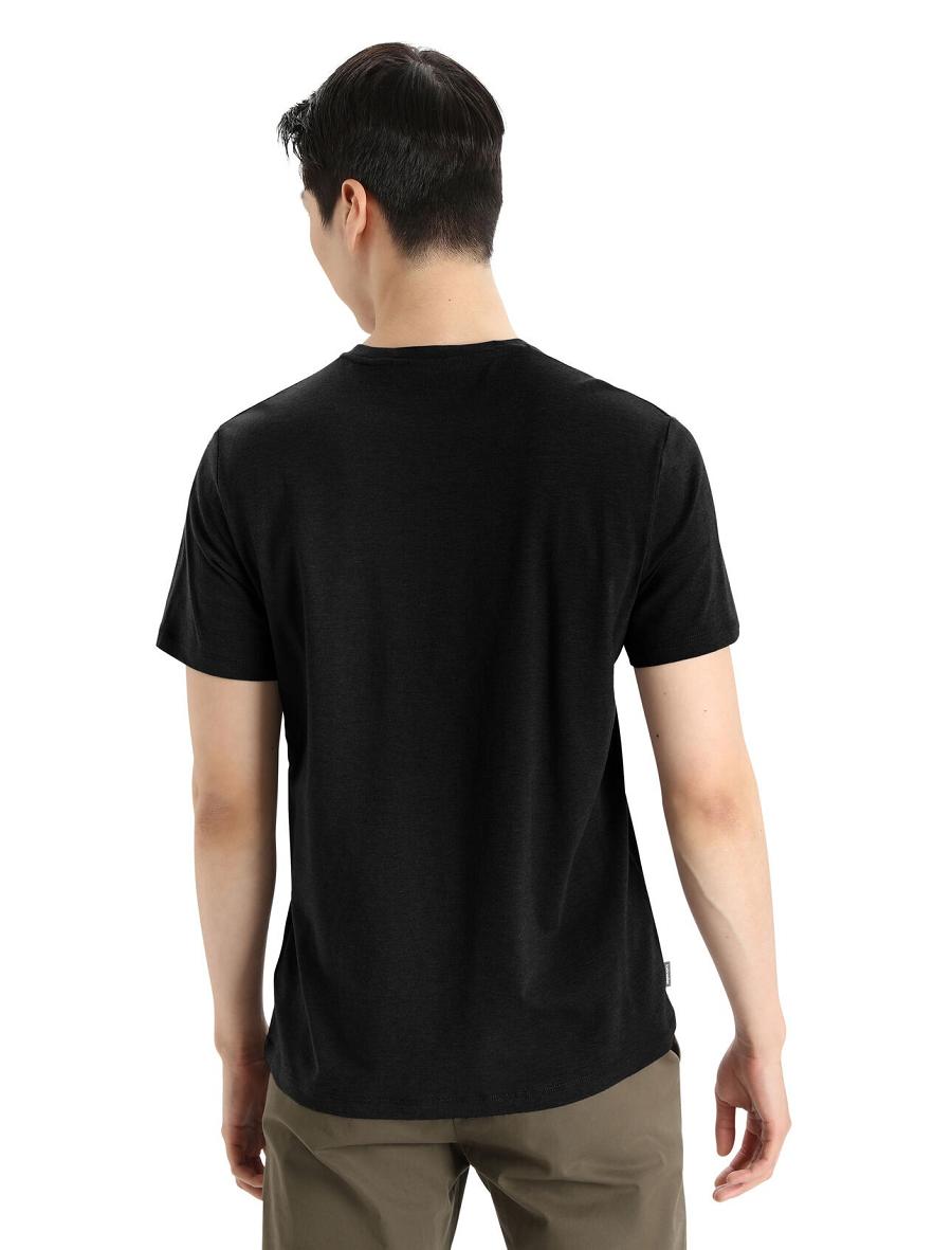 T Shirts Icebreaker Merino Central Classiche Corta Sleeve Move to Natural Mountain Homme Noir | FR 1148SGLO